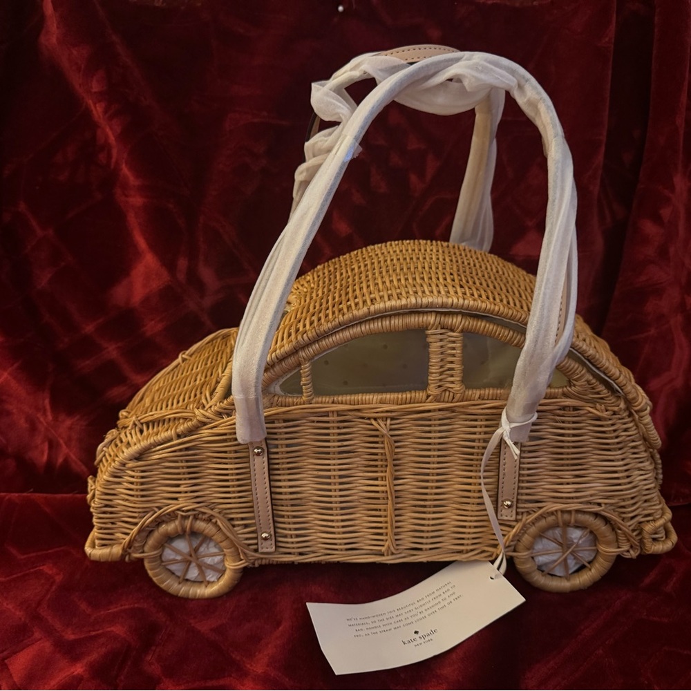 NWT limited edition Kate Spade “Vita Riva Wicker Car Bag” - Picture 1 of 10